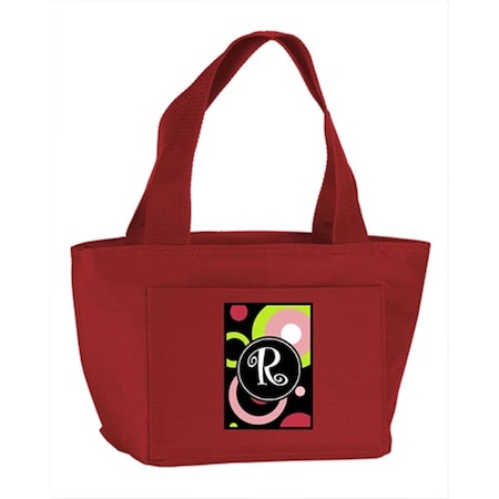 Beyondbasketball Monogram Letter R - Retro in Black Zippered Insulated School Washable and Stylish Lunch Bag Cooler BE249467